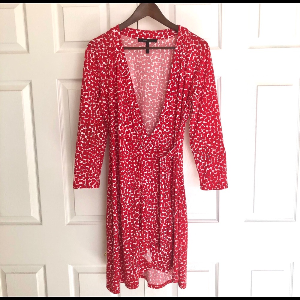 Vibrant red and white wrap dress